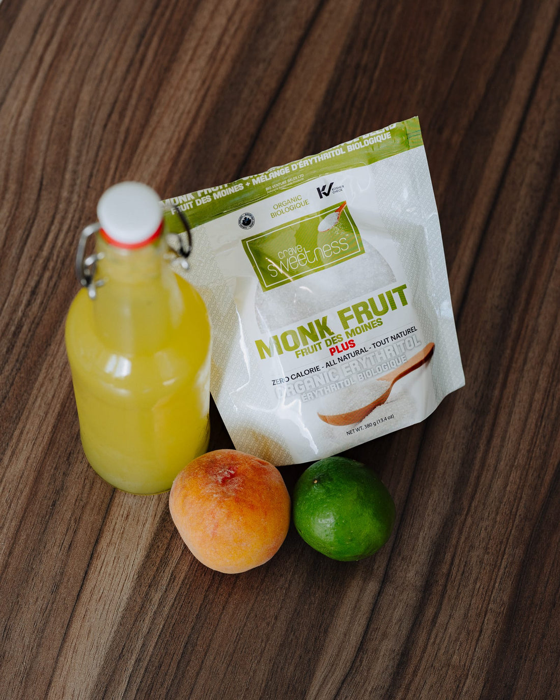 Summer Peach Lemonade Made with Monk Fruit